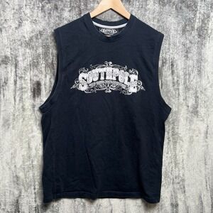 VINTAGE Y2K Southpole Men's T-Shirt XL Black Tank Top Sleeveless In God We Trust
